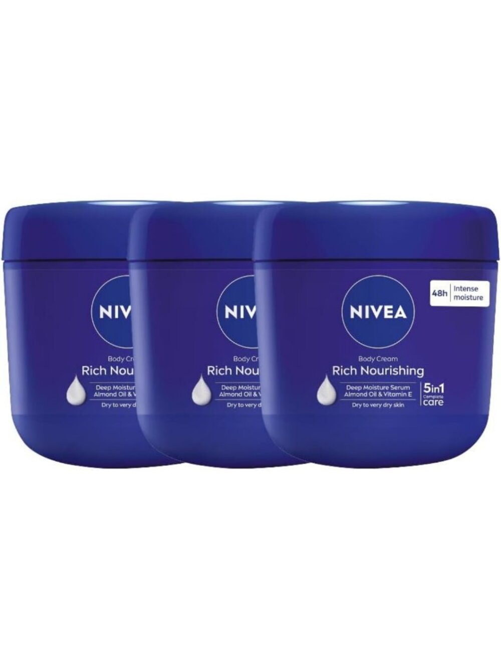 Rich Nourishing Body Cream with Almond Oil - Deep Moisture & Hydration - 3 Pack